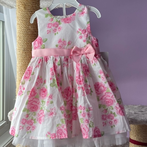 Little Me Pink Floral 2pc Special Occasion Dress - Picture 1 of 14